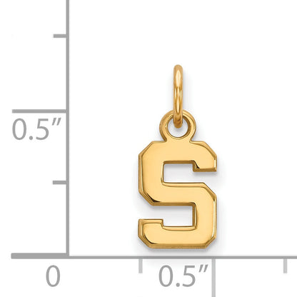 Gold Plated Sterling Silver Logoart Michigan State University Letter S Extra Small Pendant
