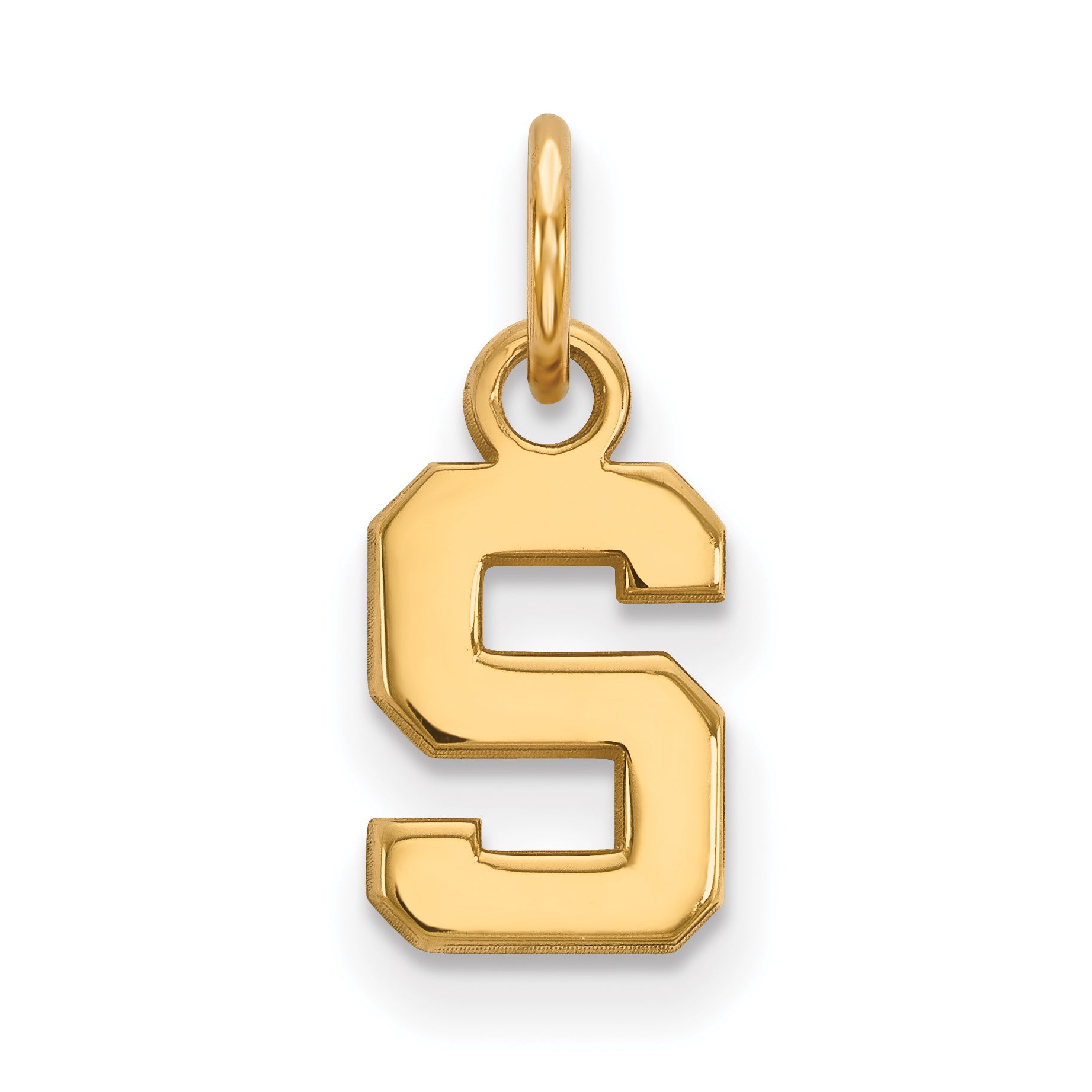 Gold Plated Sterling Silver Logoart Michigan State University Letter S Extra Small Pendant