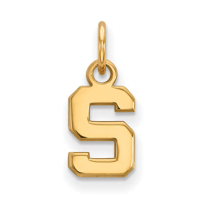 Gold Plated Sterling Silver Logoart Michigan State University Letter S Extra Small Pendant