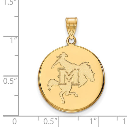 14K Yellow Gold Logoart Mcneese State University Large Disc Pendant