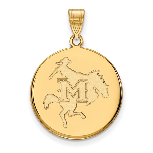 10K Yellow Gold Logoart Mcneese State University Large Disc Pendant