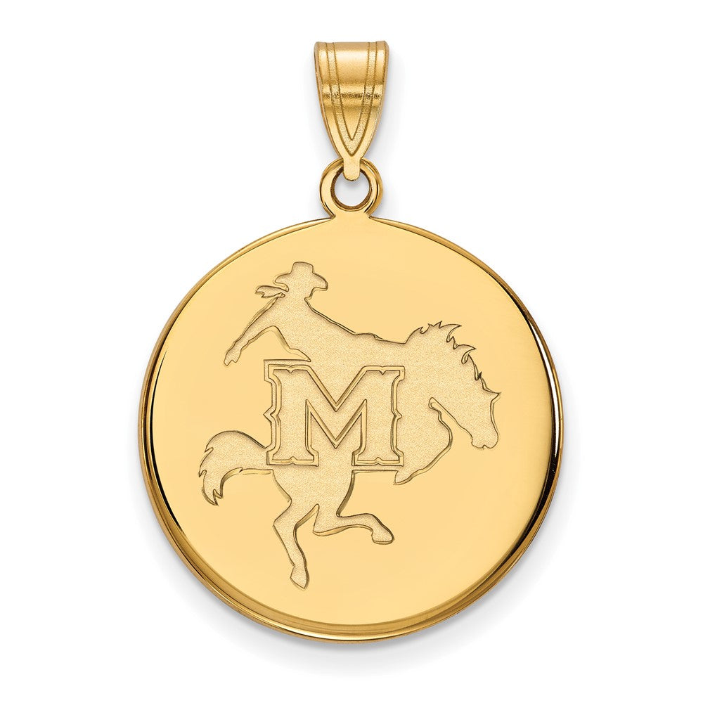 14K Yellow Gold Logoart Mcneese State University Large Disc Pendant