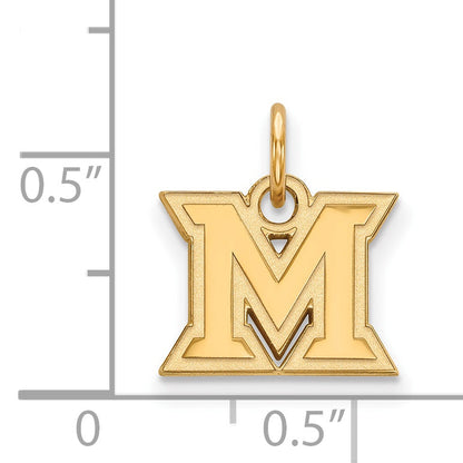Gold Plated Sterling Silver Logoart Miami University Ohio Letter M Extra Small Pendant