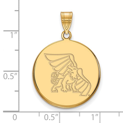 10K Yellow Gold Logoart Missouri Western State University Griffon Large Disc Pendant