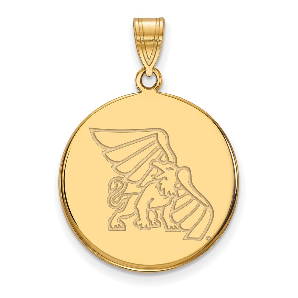 Gold Plated Sterling Silver Logoart Missouri Western State University Griffon Large Disc Pendant