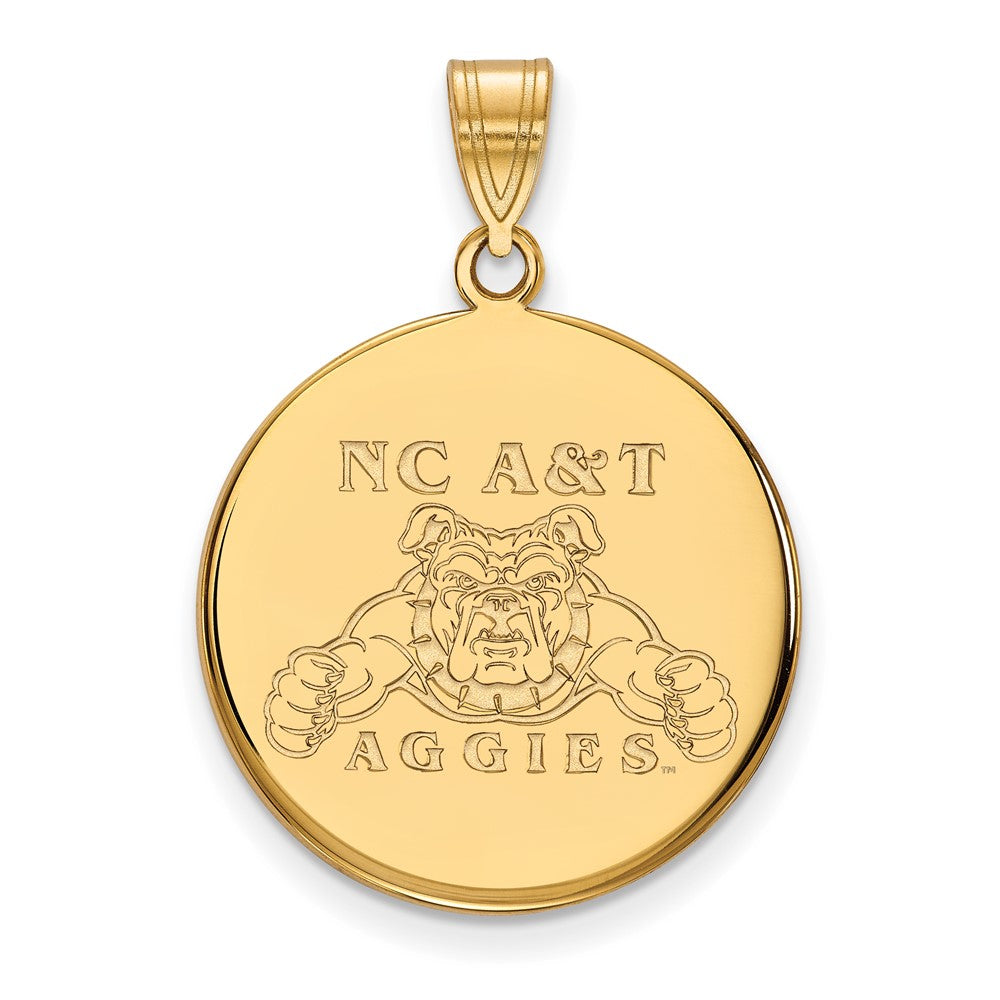 14K Yellow Gold Logoart North Carolina A And T Aggies Large Disc Pendant