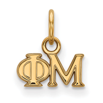Gold Plated Sterling Silver Logoart Phi Mu Sorority Greek Letters Extra Small Pendant