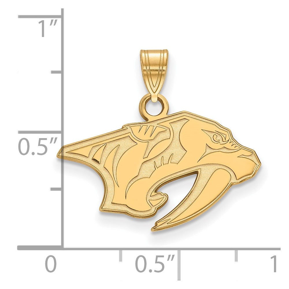 Gold Plated Sterling Silver Nhl Logoart Nashville Predators Small Pendant