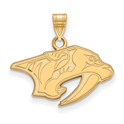 Gold Plated Sterling Silver Nhl Logoart Nashville Predators Small Pendant