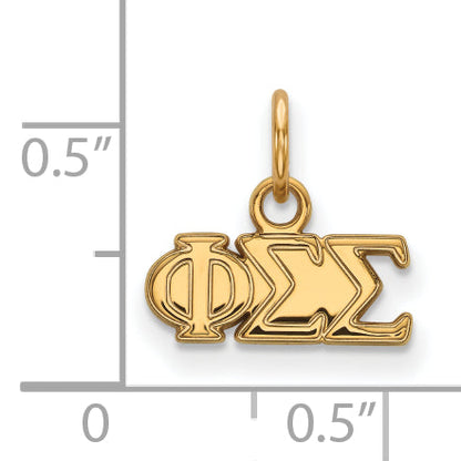 Gold Plated Sterling Silver Logoart Phi Sigma Sorority Greek Letters Extra Small Pendant