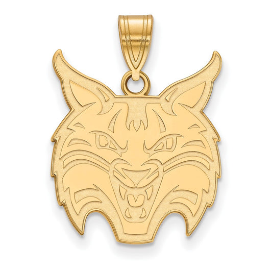 Gold Plated Sterling Silver Logoart Quinnipiac University Bobcat Large Pendant
