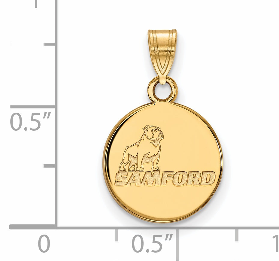 Gold Plated Sterling Silver Logoart Samford University Small Disc Pendant