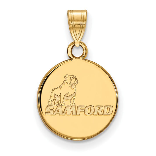 10K Yellow Gold Logoart Samford University Small Disc Pendant