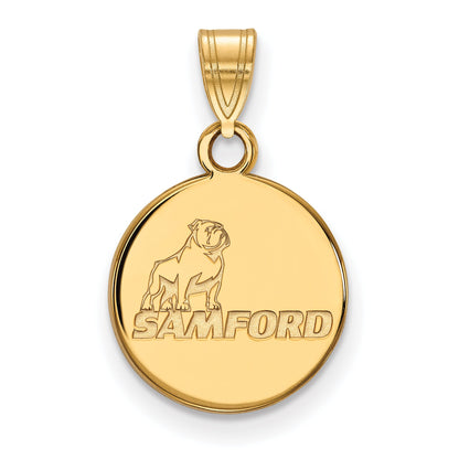 Gold Plated Sterling Silver Logoart Samford University Small Disc Pendant