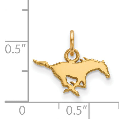 Gold Plated Sterling Silver Logoart Southern Methodist University Mustang Extra Small Pendant