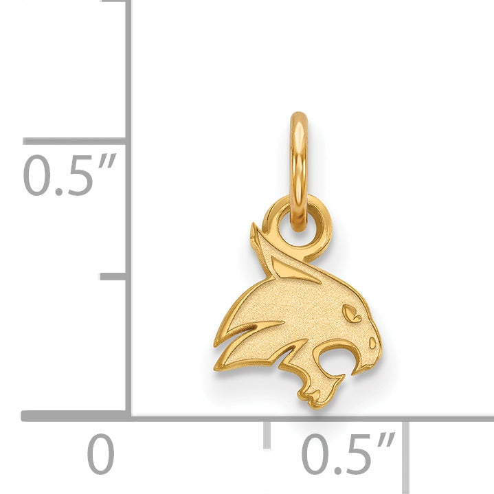 Gold Plated Sterling Silver Logoart Texas State University Bobcat Extra Small Pendant