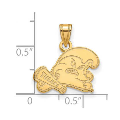 14K Yellow Gold Logoart Tulane University Small Pendant