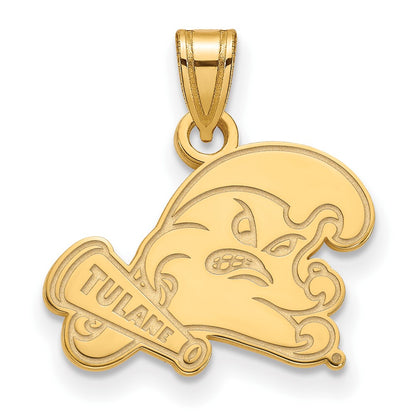 14K Yellow Gold Logoart Tulane University Small Pendant