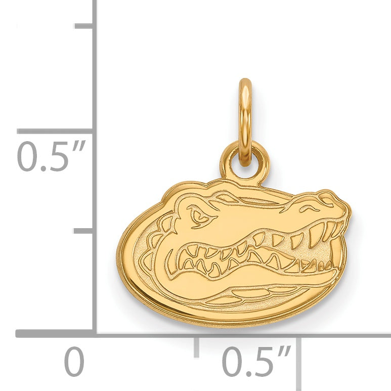 Gold Plated Sterling Silver Logoart University Of Florida Gator Extra Small Pendant