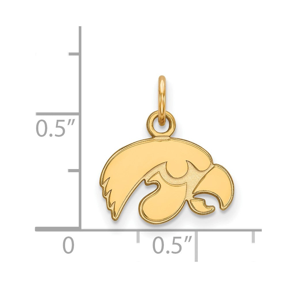 14K Yellow Gold Logoart University Of Iowa Hawk Extra Small Pendant