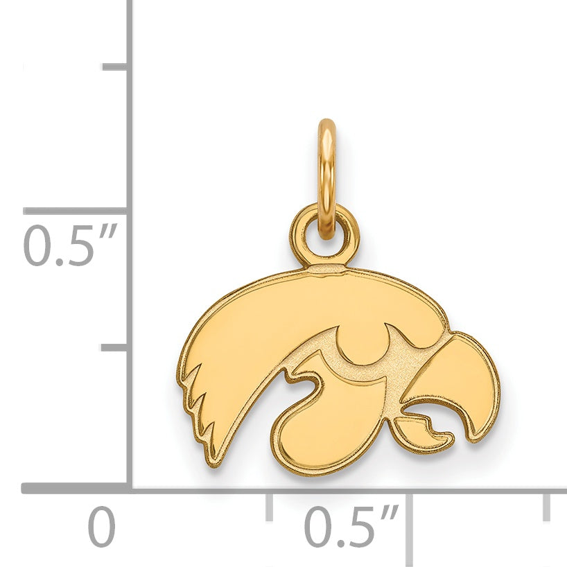 Gold Plated Sterling Silver Logoart University Of Iowa Hawk Extra Small Pendant
