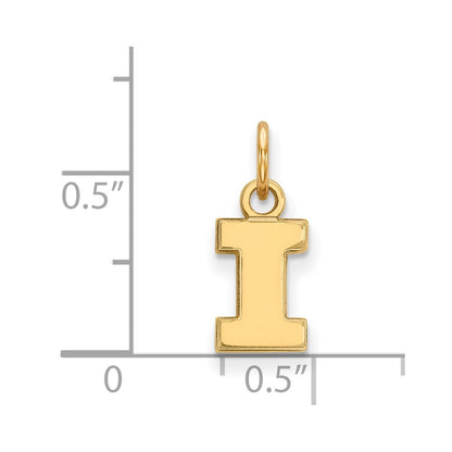 14K Yellow Gold Logoart University Of Illinois Letter I Extra Small Pendant