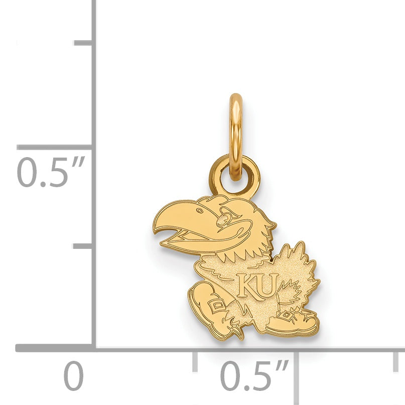 Gold Plated Sterling Silver Logoart University Of Kansas Jayhawk Extra Small Pendant