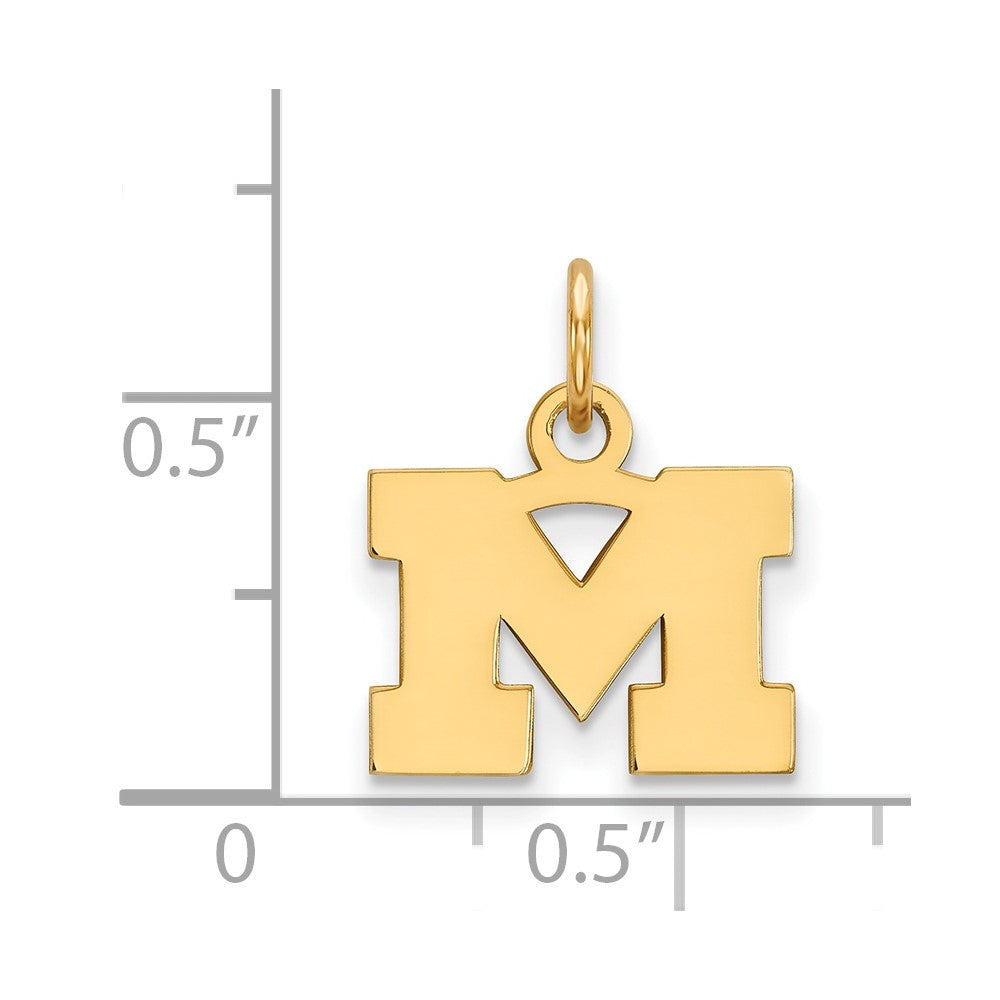 14K Yellow Gold Logoart University Of Michigan Letter M Extra Small Pendant