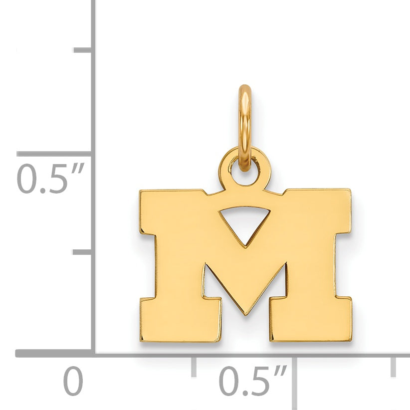 Gold Plated Sterling Silver Logoart University Of Michigan Letter M Extra Small Pendant