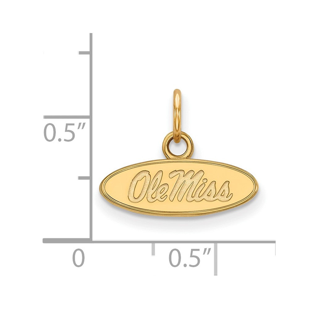 10K Yellow Gold Logoart University Of Mississippi Ole Miss Extra Small Oval Pendant