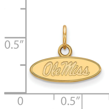 Gold Plated Sterling Silver Logoart University Of Mississippi Ole Miss Extra Small Oval Pendant
