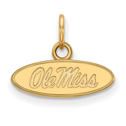 10K Yellow Gold Logoart University Of Mississippi Ole Miss Extra Small Oval Pendant