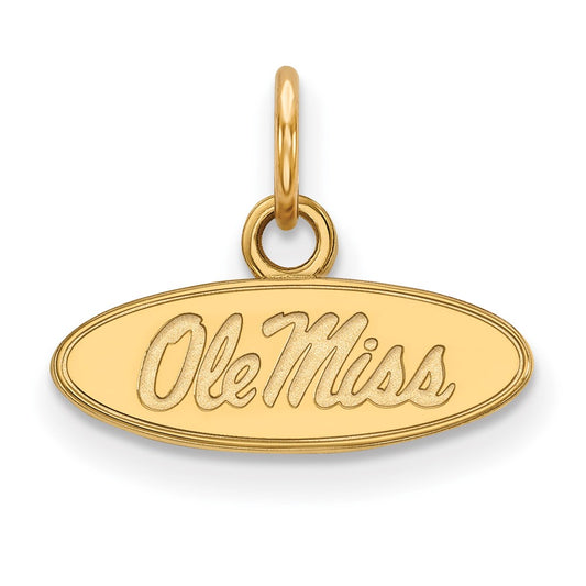 10K Yellow Gold Logoart University Of Mississippi Ole Miss Extra Small Oval Pendant