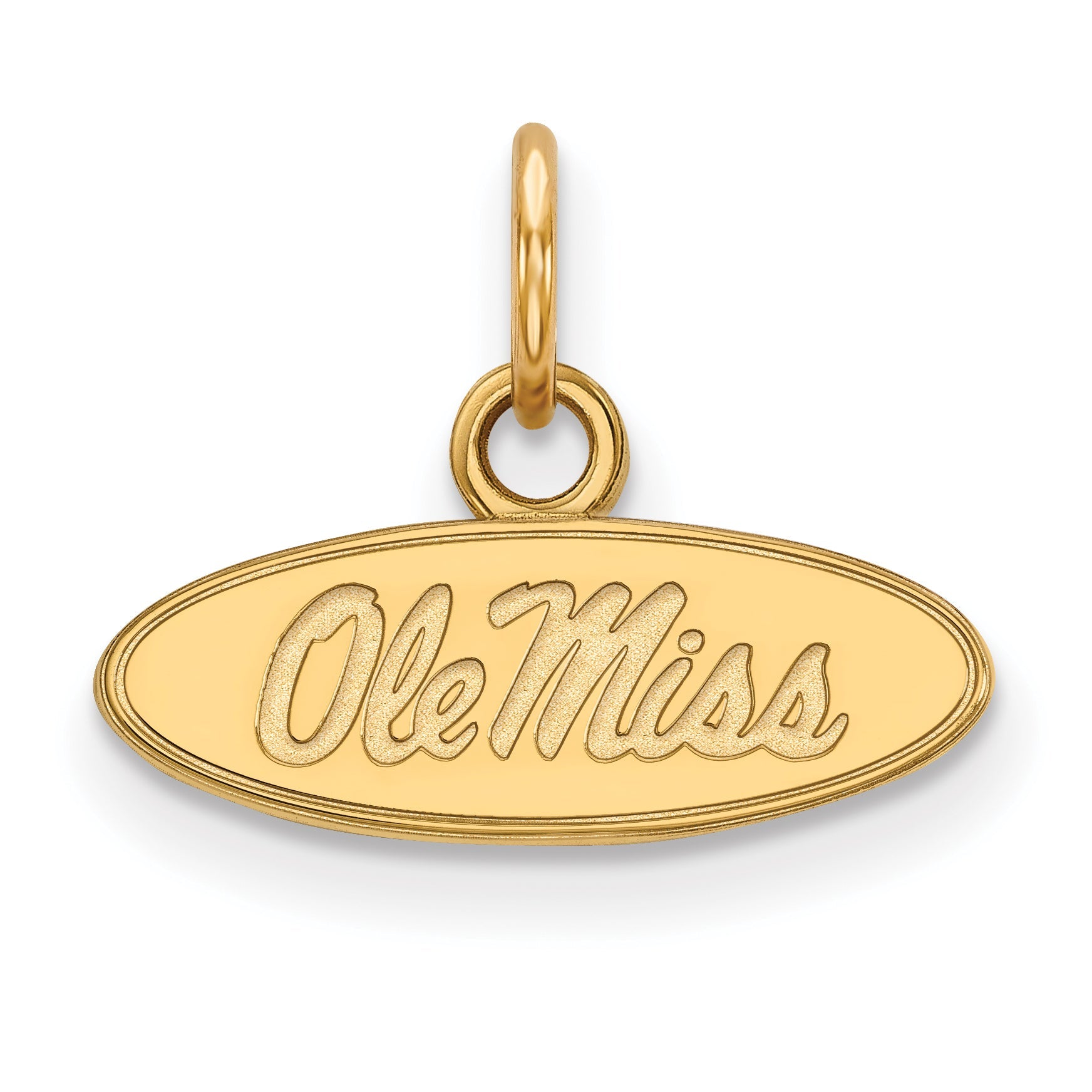 Gold Plated Sterling Silver Logoart University Of Mississippi Ole Miss Extra Small Oval Pendant