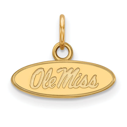 Gold Plated Sterling Silver Logoart University Of Mississippi Ole Miss Extra Small Oval Pendant