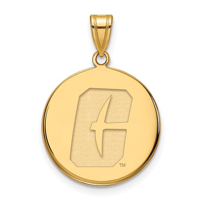 Gold Plated Sterling Silver Logoart University Of North Carolina At Charlotte 49Ers Large Disc Pendant