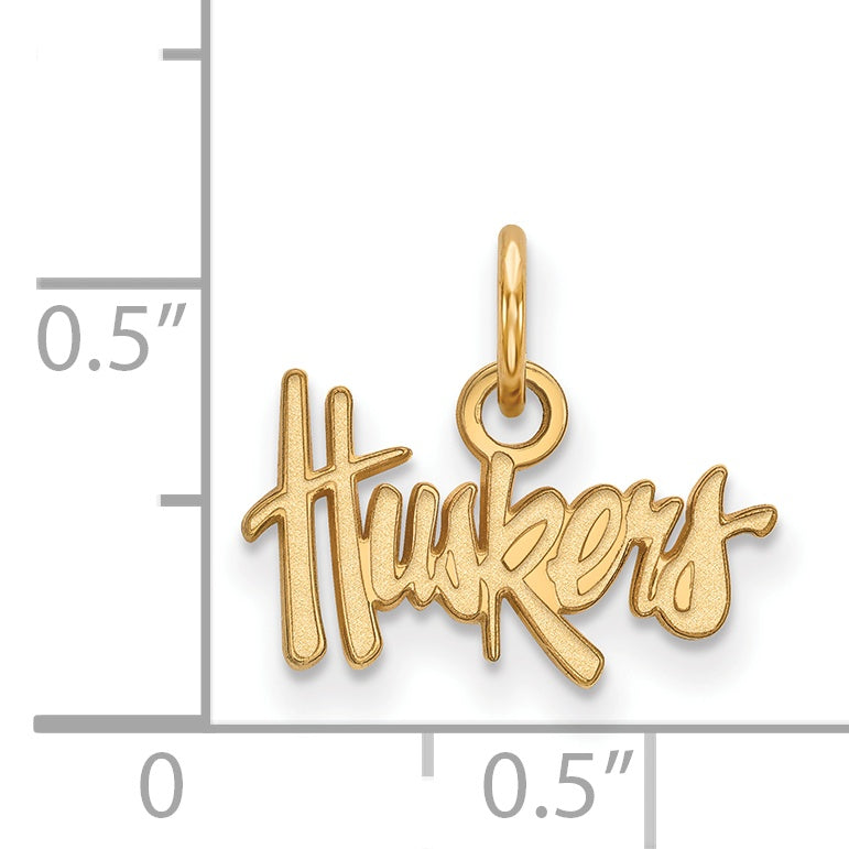 Gold Plated Sterling Silver Logoart University Of Nebraska Huskers Extra Small Pendant