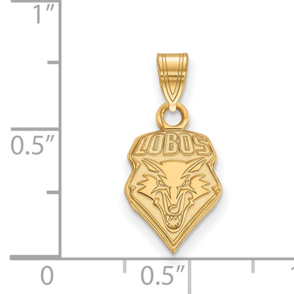 Gold Plated Sterling Silver Logoart University Of New Mexico Lobos Small Pendant
