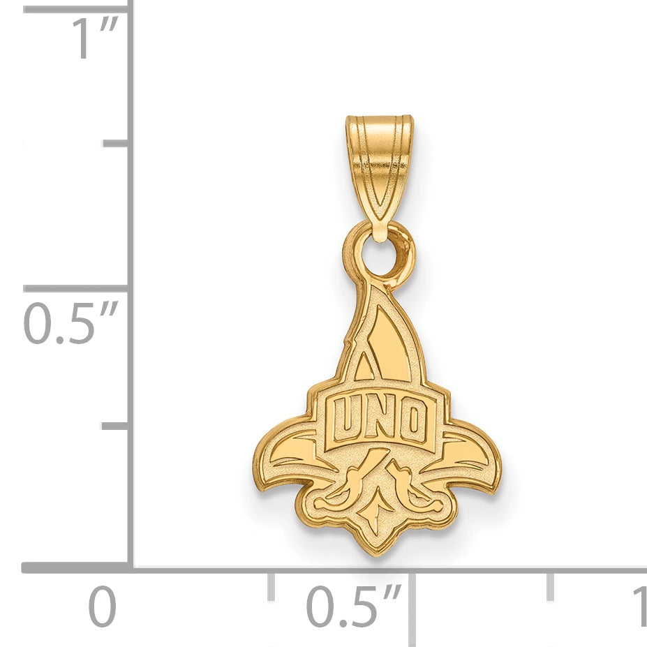 Gold Plated Sterling Silver Logoart University Of New Orleans U N O Small Pendant