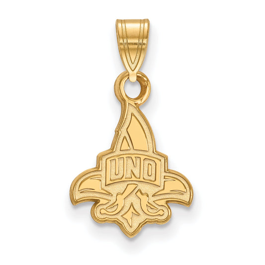 Gold Plated Sterling Silver Logoart University Of New Orleans U N O Small Pendant