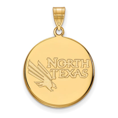 Gold Plated Sterling Silver Logoart University Of North Texas Large Disc Pendant