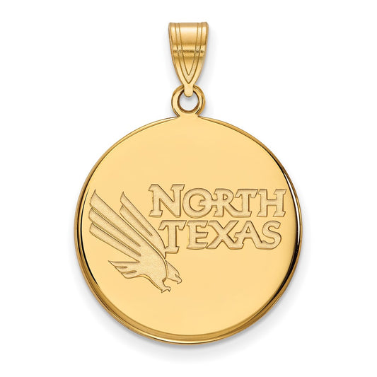 Gold Plated Sterling Silver Logoart University Of North Texas Large Disc Pendant