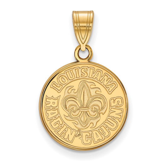 10K Yellow Gold Logoart University Of Louisiana At Lafayette Medium Pendant