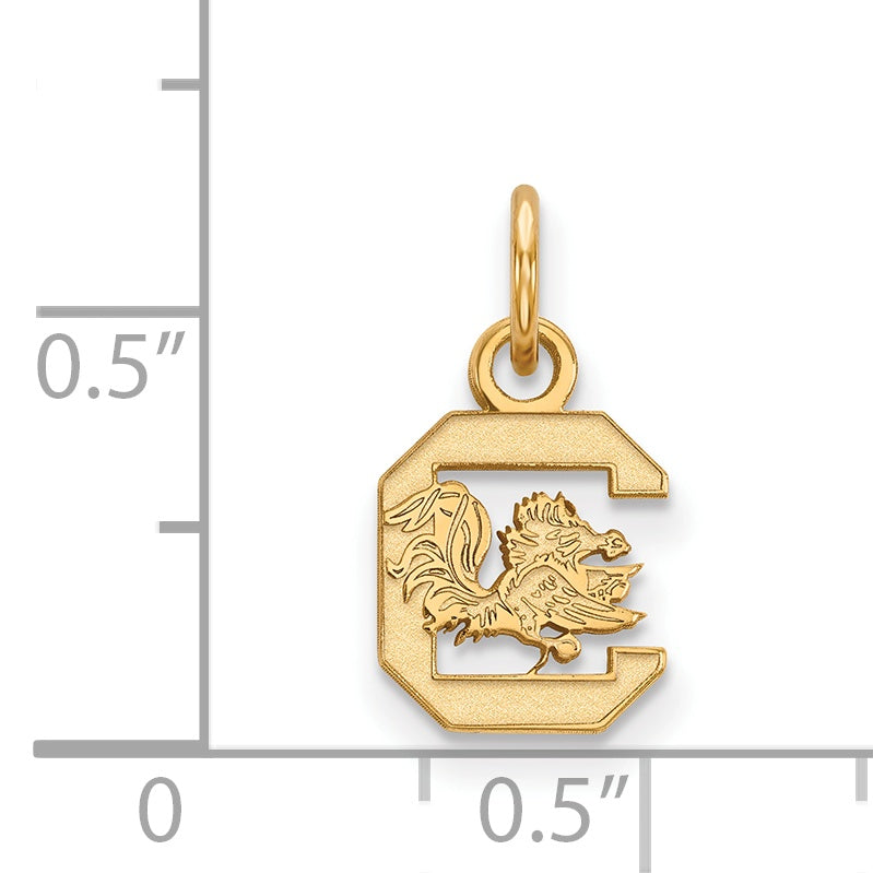Gold Plated Sterling Silver Logoart University Of South Carolina Extra Small Pendant