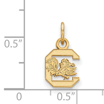 Gold Plated Sterling Silver Logoart University Of South Carolina Extra Small Pendant