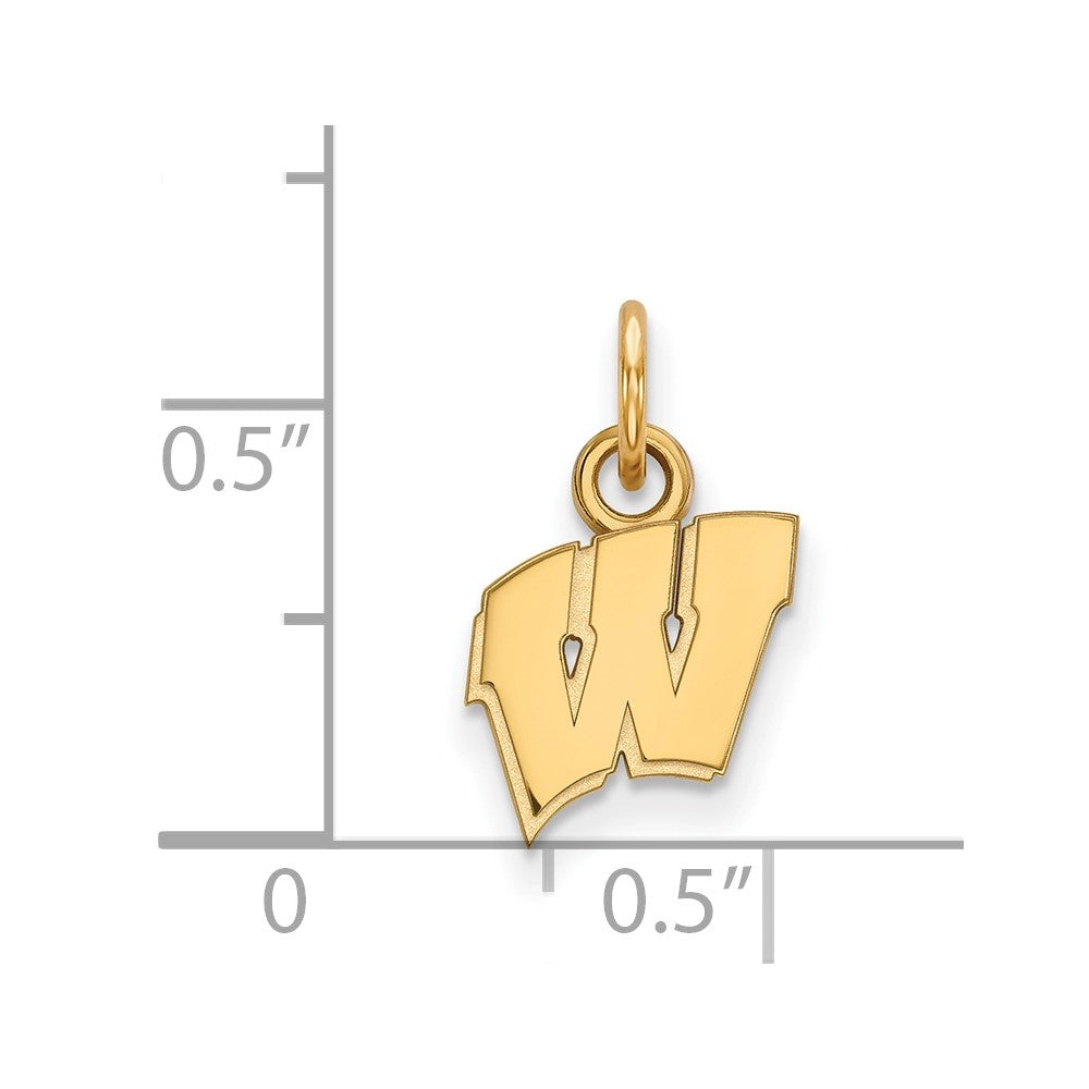 Gold Plated Sterling Silver Logoart University Of Wisconsin Letter W Extra Small Pendant