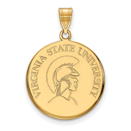 Gold Plated Sterling Silver Logoart Virginia State University Large Disc Pendant