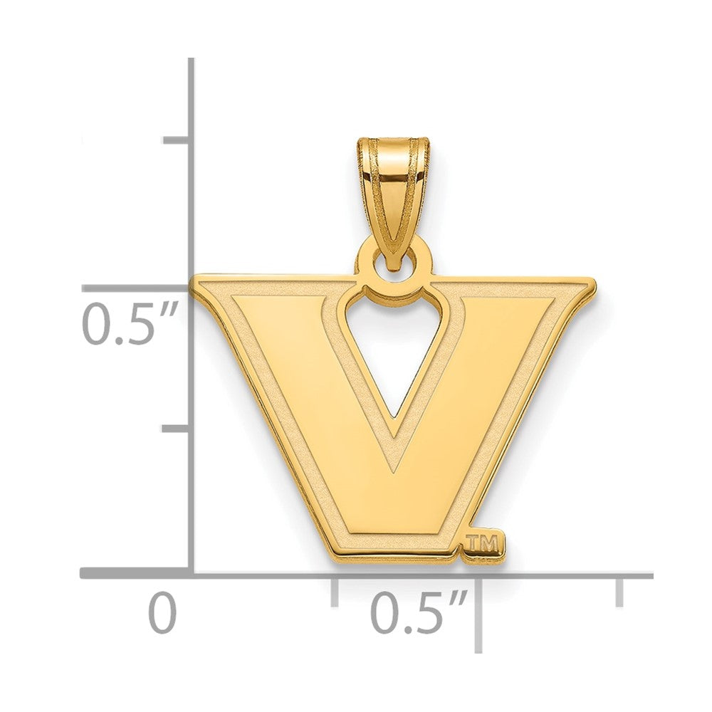 14K Yellow Gold 14Ky Logoart Vanderbilt University Small Pendant