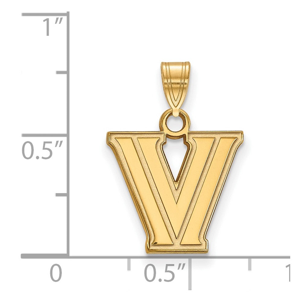 Gold Plated Sterling Silver Logoart Villanova University Letter V Small Pendant