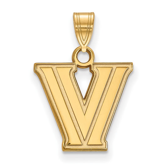 Gold Plated Sterling Silver Logoart Villanova University Letter V Small Pendant